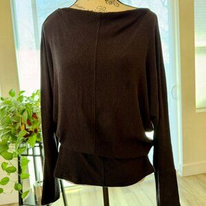 Velvet by Graham & Spencer Ribbed Long Sleeve Top Size L Made in USA